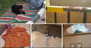 بالصور.. الإهمال يضرب "حميات" بنى سويف.. المستشفى جراج ومغسلة للسيارات والتوك توك.. المرضى يفترشون الفناء والطرقات لتناول الطعام وينشرون ملابسهم على جدران القسم الداخلى.. القطط تتجول وتثير ذعر الأطفال