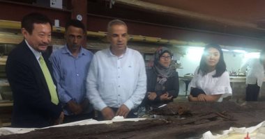 بالصور.. مركز التعاون  الدولى اليابانى يتفقد أعمال ترميم مركب خوفو الثانية