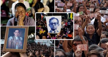 التايلانديون يبكون فى الشوارع حزنا على وفاة الملك