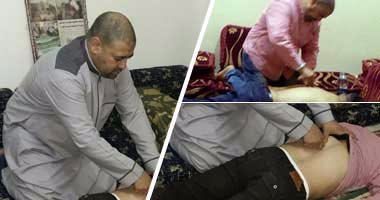 بالفيديو والصور.. "لا سحر ولا شعوذة كله ببركة الله".. الحاج حلمى أسطورة الطب البديل فى بشتيل.. يعالج آلام الرقبة والعمود الفقرى بـ"عصا سحرية".. إزالة الآلام فى 3 جلسات.. وبشير التابعى أشهر المتعافين