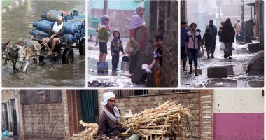 قرى الجيزة تغرق فى مياه الأمطار