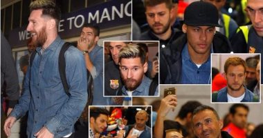 شاهد بالصور.. وصول نجوم برشلونة إلى مانشستر استعدادا لقمة السيتى