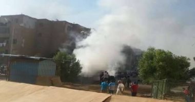 حريق يلتهم محل كاوتشوك فى حى فيصل بالسويس