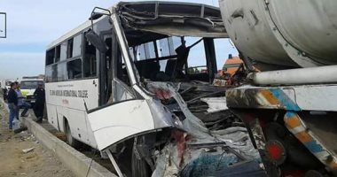 خروج 17 مصابًا فى حادث انقلاب أتوبيس بنى سويف 
