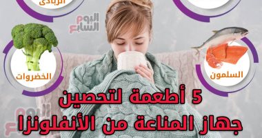 بالإنفوجراف.. 5 أطعمة لتحصين جهاز المناعة من الأنفلونزا أهمها السلمون