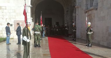 بالصور..استعدادات مراسم استقبال السيسى أمام دير جيرونوميس فى لشبونة