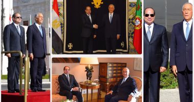 رئيس البرتغال يستقبل الرئيس السيسى بالقصر الجمهورى بلشبونة