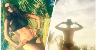 شاهد كاترين زيتا جونز تظهر رشاقتها فى ثوب سباحة أسود 