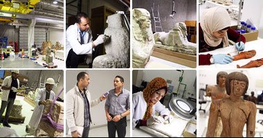 اليوم السابع داخل أكبر مراكز الترميم فى العالم بالمتحف الكبير
