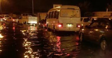 ارتفاع منسوب المياه بالاسكندرية بسبب الأمطار 