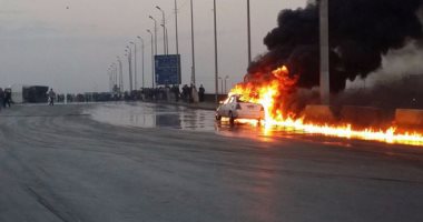 إعادة فتح الطريق الدائرى بعد رفع حطام انقلاب سيارة مواد بترولية بمسطرد