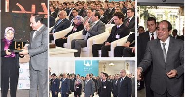 10مشاهد من لقاء"السيسى مع الشباب".. تكريم فتاة العربة وسؤال الرئيس عن شقتها والصور السيلفى والوقوف دقيقة حداد على أرواح الشهداء ودعم مشيرة خطاب ومجاورة الشباب للوزراء أبرزها.. ومعاقة للسيسى:أنت أسطورة
