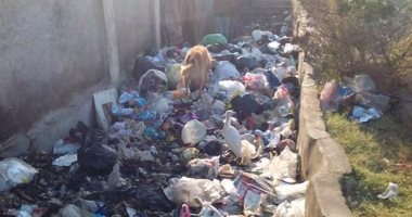 بالصور.. السكة الحديد بالزاوية الحمراء تتحول لمقلب قمامة