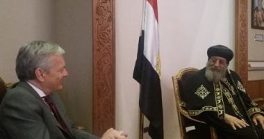 وزير خارجية بلجيكا فى الكاتدرائية لتعزية البابا فى شهداء البطرسية