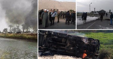 فى أحداث دار السلام بسوهاج.. احتراق سيارة شرطة وتحطيم 3.. إشعال النيران فى الإطارات والحماية المدنية تخمد النيران.. وإعادة فتح الطريق الزراعى الشرقى بعد قطعه بسبب شائعة اختفاء طفل