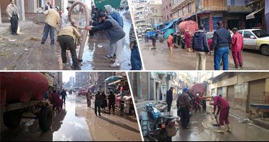 بالصور.. نوة "الفيضة" تضرب الإسكندرية لليوم السادس..انهيار عقار بمحرم بك وآخر باللبان يهدد المارة.. كسر فى ماسورة مياه بكليوباترا وانهيار سور محطة ترام.. المحافظ يجرى جولات فجرا ويؤكد:لن أسمح بالتقصير