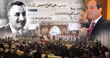 "السيسى على خطى ناصر".. الرئيس يتبرع بشيك لبناء أكبر مسجد وكنيسة فى العاصمة الإدارية الجديدة.."عبد الناصر" وضع حجر أساس الكاتدرائية عام 1965 وتبرع بآلاف الجنيهات لبنائها..وأكد:"ثورتنا قامت على المحبة"