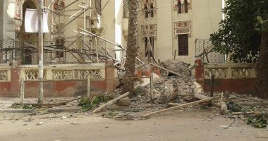 بالصور..انهيار مئذنة مسجد ابن خلدون الأثرى بالإسكندرية بسبب الطقس السيئ