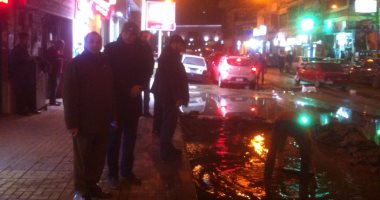 كسر بماسورة مياه رئيسية بميدان سموحة 