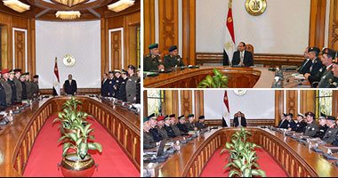 السيسي يرأس اجتماعا أمنيا بحضور وزيرى الدفاع والداخلية.. الرئيس يوجه بالتنسيق بين القوات المسلحة والشرطة ومواصلة خطط استهداف البؤر الإرهابية بأقصى درجات الحزم.. ويؤكد: الدولة تتكفل برعاية أسر الشهداء
