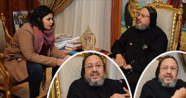 بالصور.. الأنبا مرقس أسقف شبرا الخيمة لـ"اليوم السابع": الزواج المدنى باطل وما جمعه الله لا يفرقه الشهر العقارى.. والداخلية تدرب "الكشافة" على إجراءات تأمين الكنائس.. والرئيس السيسي عودنا على كرمه