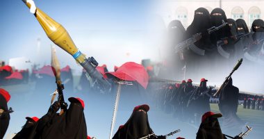 عرض عسكرى ضخم لنساء "الحوثى" فى العاصمة اليمنية صنعاء