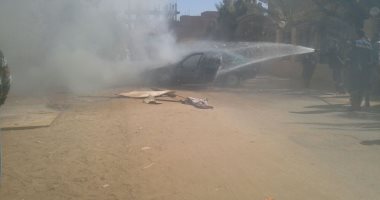 السيطرة على حريق بسيارة ملاكى أعلى الطريق الدائرى فى الجيزة