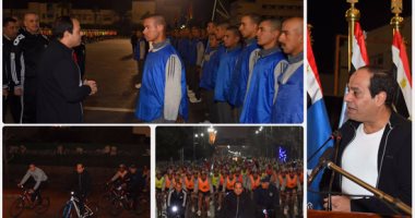 الرئيس السيسى يشارك طلبة الكلية الحربية تدريباتهم الصباحية
