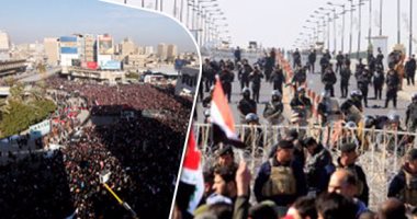 العراق على صفيح ساخن.. بالصور.. مواجهات عنيفة بين الأمن العراقى وأنصار الصدر ببغداد.. مطالب بتغيير مفوضية الانتخابات.. الشرطة تستخدم الغاز.. وسقوط قتيل بين المتظاهرين.. ومقتدى يحمل الحكومة المسئولية