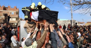 بالصور.. المنوفية تودع شهيد الامن الوطنى بمسقط رأسه بقرية سنتريس  