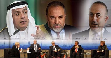 فرقتهم الخلافات وجمعهم عداء إيران.. الرياض وأنقرة وتل أبيب ضد طهران بقمة ميونخ.. السعودية تتهم الجمهورية الإسلامية بدعم الإرهاب.. تركيا: سياستها تهدد العراق وسوريا.. وإسرائيل تدعو لحوار مع الاعتدال السنى