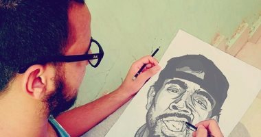 بالصور.. القلم الرصاص والرمل أدوات "أحمد سيد" لرسم أجمل لوحات للمشاهير