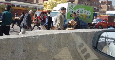 بالصور.. سيارة نقل تتسبب فى توقف حركة المرور بطريق بنها – القاهرة