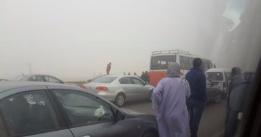 المرور يغلق طريقى الكريمات وإسكندرية الصحراوى بسبب الشبورة