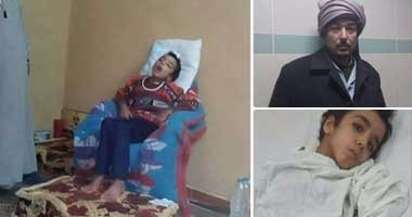 بالصور.. قصة عامل زراعى اقتحم موكب وزير الإسكان لعلاج ابنه.. عبد الرحمن صدمته سيارة ويرقد منذ 5 شهور بلا حراك.. والد الطفل:"لفيت ابنى بالبطانية ودخلت على موكب الوزير والمحافظ عشان يتعالج"