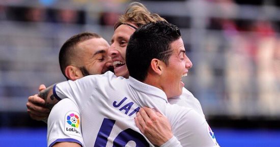 شاهد.. جيمس يسجل هدف ريال مدريد الثانى أمام ديبورتيفو بالدوري الإسباني
