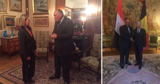 مكافحة الإرهاب فى صدارة مباحثات سامح شكرى ونظيره البلجيكى.. وزير الخارجية يبحث مع موجرينى سبل تنسيق مصر وأوروبا فى ملف الهجرة غير الشرعية.. واتفاق حول وثيقة أولويات المشاركة للعلاقات مع مؤسسات الاتحاد