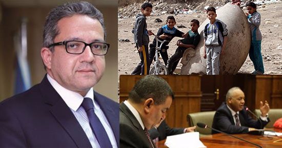 وزير الآثار يعنف المسئولين عن ترك رأس التمثال رمسيس لعبث الأطفال