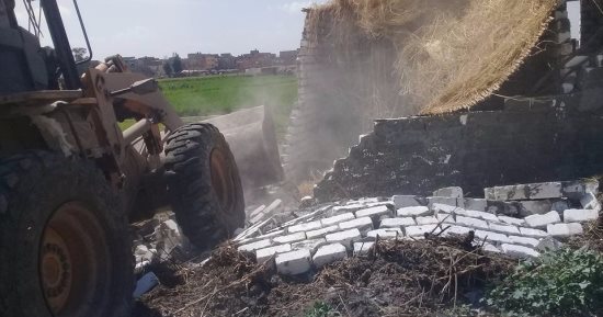 بالصور.. إزالة 20 حالة تعدى على الأراضى الزراعية بفوه فى كفر الشيخ