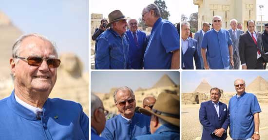 بالصور.. أمير الدنمارك عند سفح الأهرامات.. طلب الجلوس أمام أبو الهول والاستماع لشرح زاهى حواس.. سأل عن تمثال المطرية.. ويؤكد: سعيد ببحث المصريين عن أسرار حضارتهم القديمة