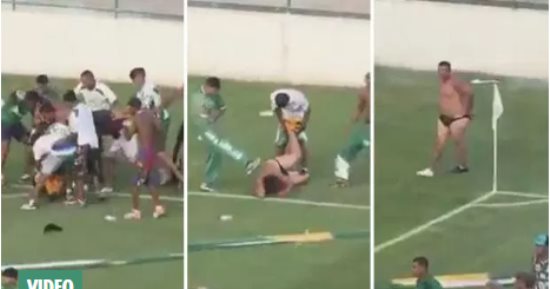شاهد.. خناقة بين لاعبى فريقين فى البرازيل تمتد لمجزرة بين الجماهير