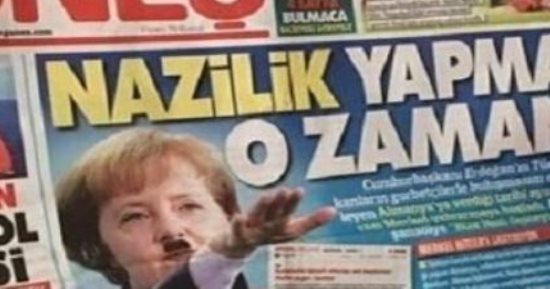 صحيفة تركية تنشر صورة لميركل على هيئة هتلر