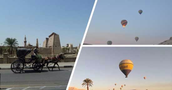 بالصور.. السياحة الأسيوية تنعش الحركة التجارية بمحافظة الأقصر برحلات يومية عبر البالون الطائر.. والإقبال المتزايد يرفع أسعار تذاكر المنطاد.. وجولة الحنطور ارتفعت من 10 جنيهات لأكثر من 50 جنيهاً