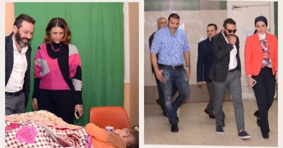 بالصور.. حازم إمام يشكر مستشفى أبو الريش للأطفال عقب زيارته لها
