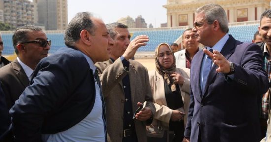 وزير الرياضة يتفقد أعمال تطوير استاد الإسكندرية ونادى الاتحاد