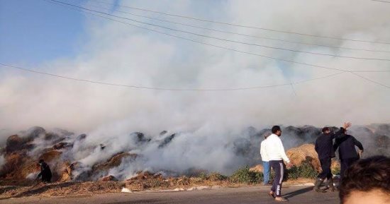 بالصور.. النيران تلتهم 600 طن من بالات القش بفوه فى محافظة كفر الشيخ