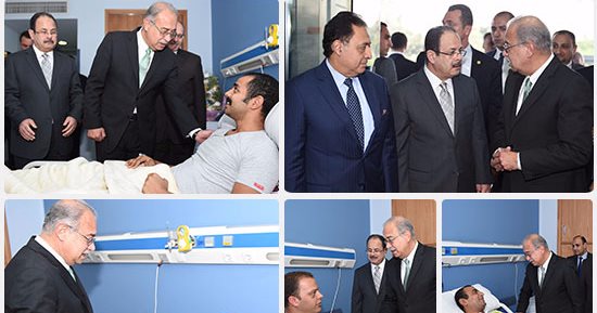 رئيس الوزراء ووزيرا الداخلية والصحة يزوران مصابى الشرطة بمستشفى العجوزة