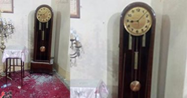 بالصور.. ساعة الكنيسة "المتوقفة" شاهدة على لحظة الانفجار بطنطا