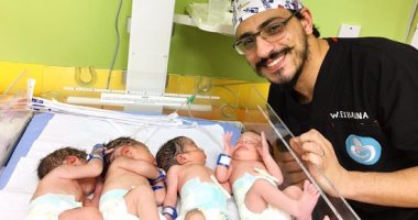 بالصور.. فريق طبى مصرى يجرى عملية ولادة لـ"أربع توائم" بصحة جيدة