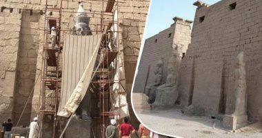 بالصور.. آثار الأقصر تنتهى من ترميم تمثال الملك رمسيس الثانى ويزاح عنه الستار الثلاثاء المقبل.. افتتاح معرض صور تاريخى بمعابد الكرنك.. ومدير الآثار:التمثال كان 84 قطعة والمرممون المصريون أعادوه للحياة